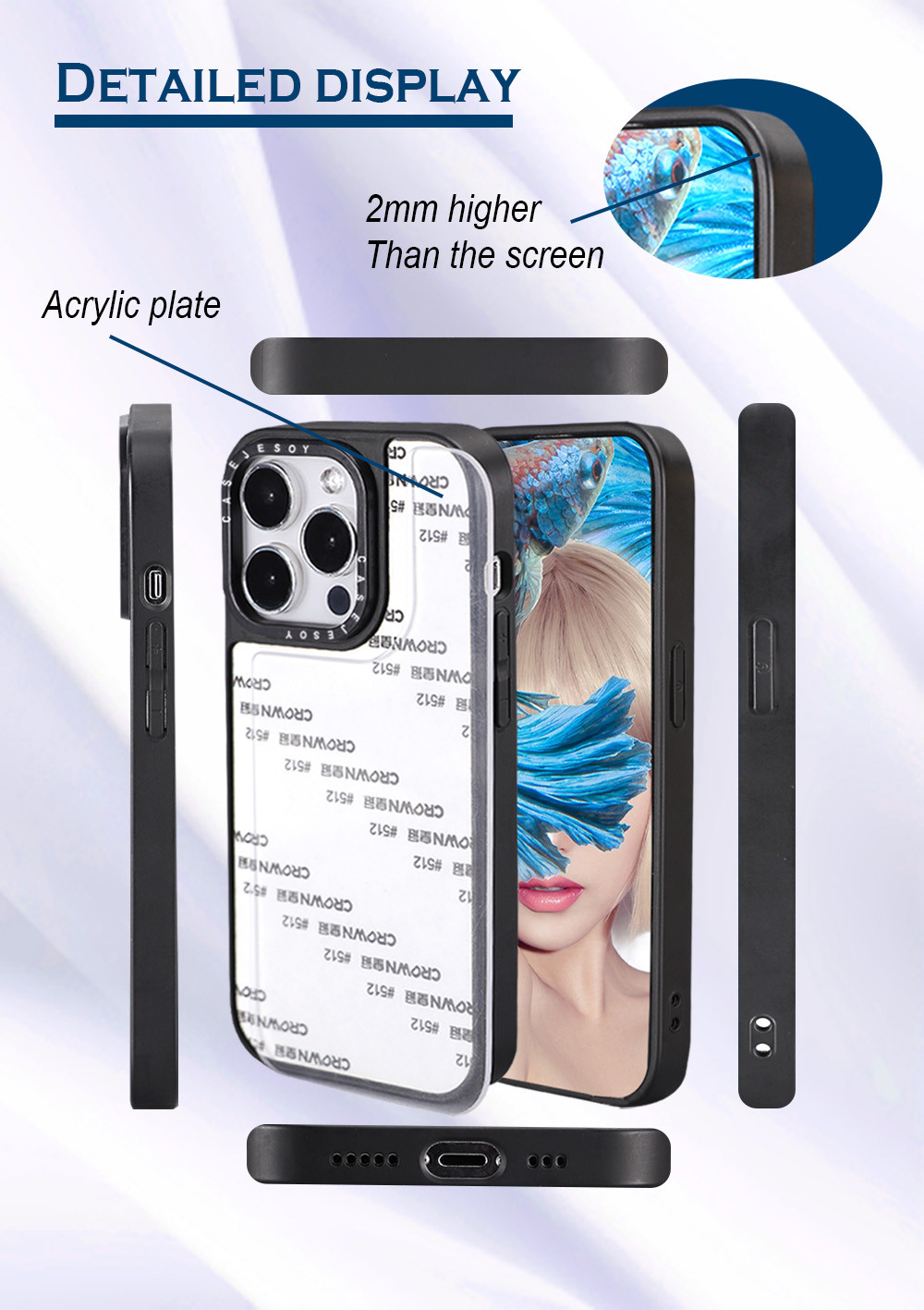 Custom Tpu Pc Mirror Plate Uv Print Mobile Phone Cases For IPhone Samsung