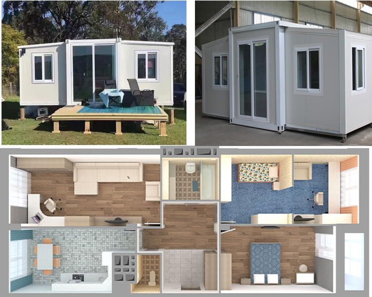 40ft Foldable Mobile Expandable Container Home Q235 / Q345 Light Steel Frame