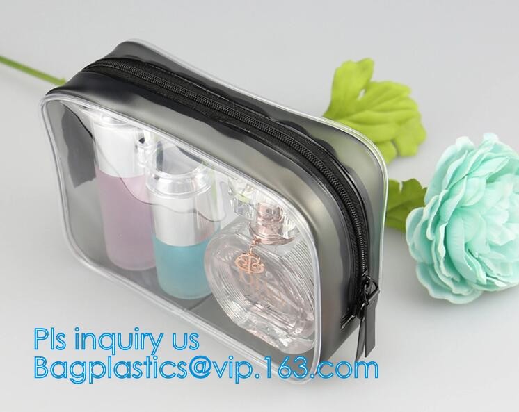 Cosmetic/ Makeup/ Toiletry Clear PVC Travel Wash Bag with handle, Cosmetic Gift Bags Tote Travel Makeup Bag for Zipper