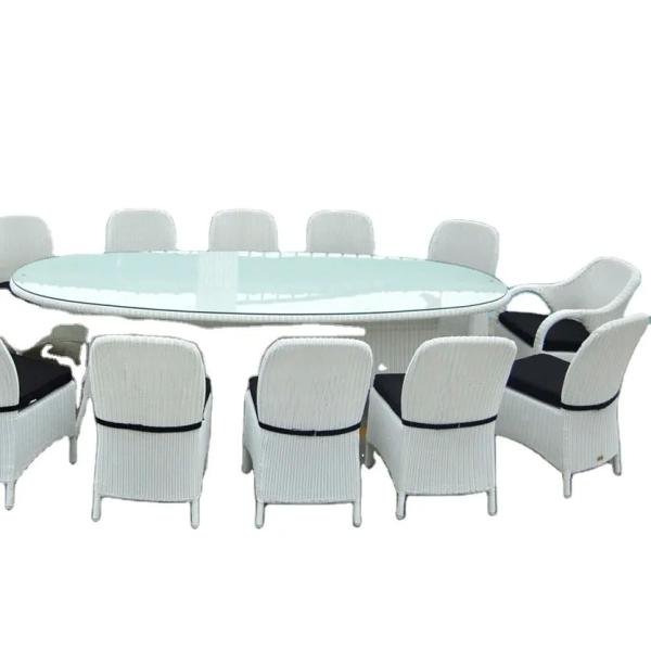 Luxury hotel pool furniture 12 seat arm chairs table white wedding furniture arm
