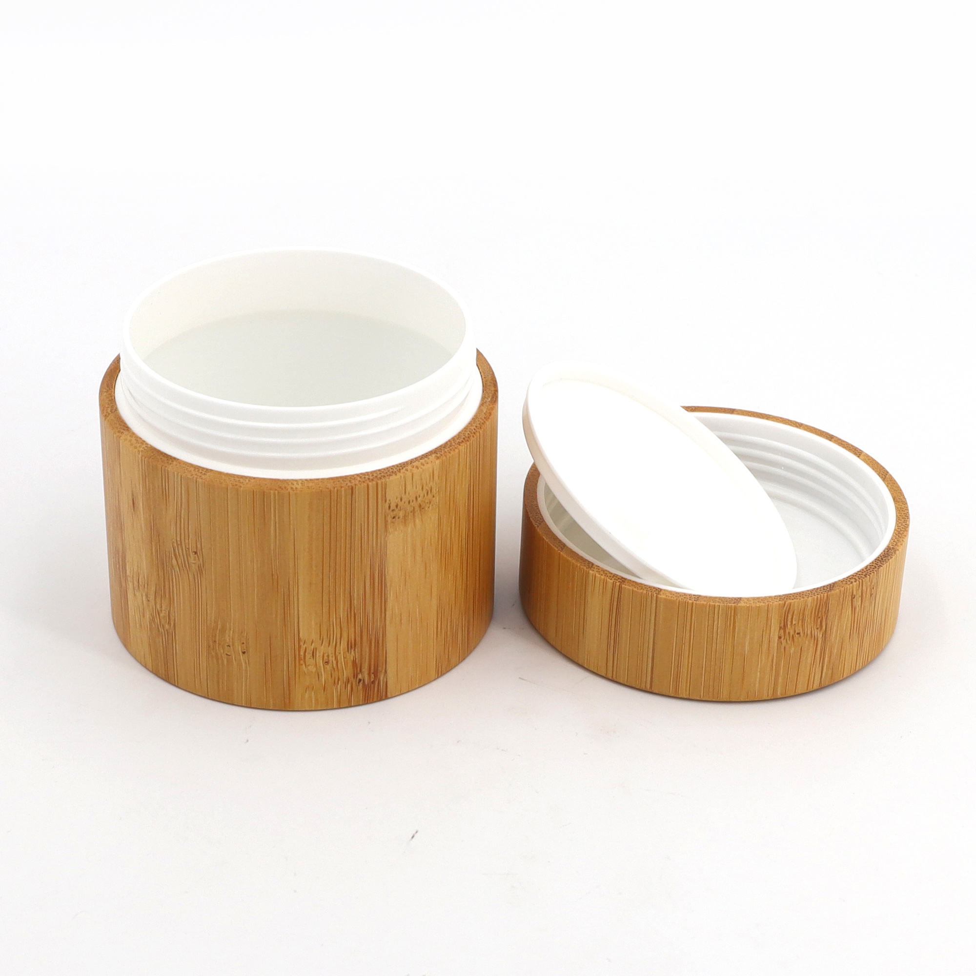 ODM Plastic Jar Bamboo Lid Canisters 200g 100g With Silk Screen Printing