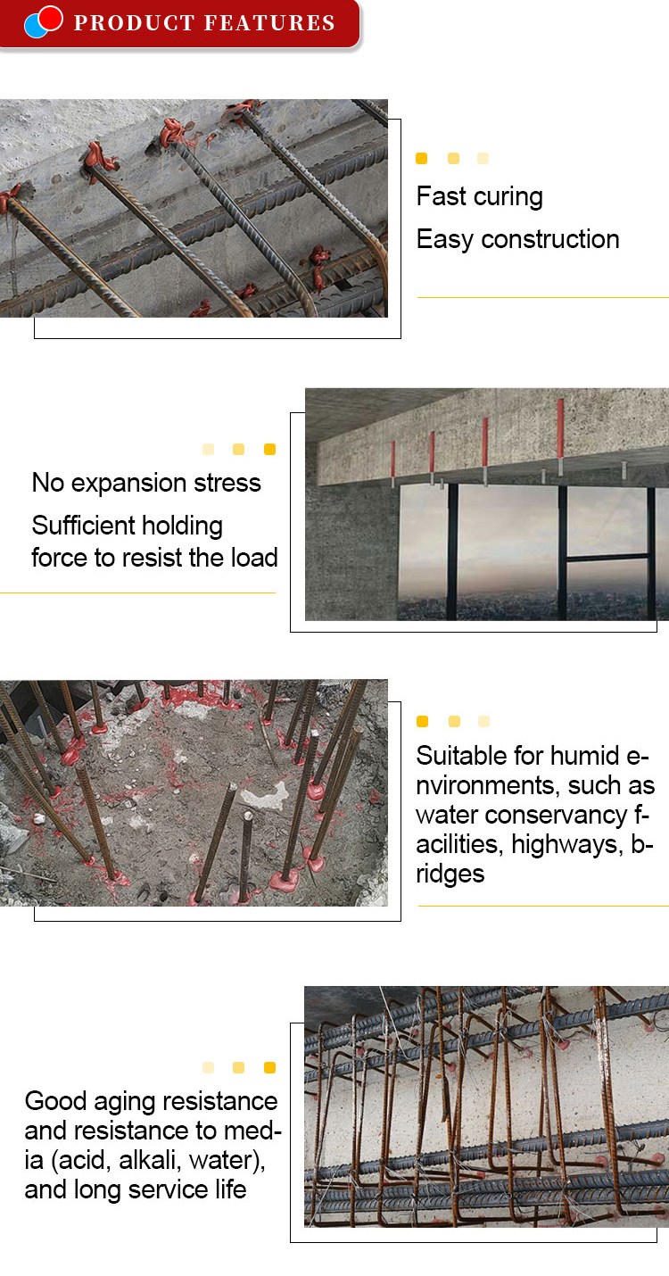 Heavy duty two components fast cured construction rebar planting injection epoxy resin chemical anchor mortar adhesive