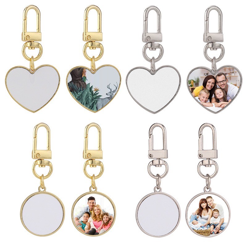 Blank Round And Heart Shape Sublimation Key Ring Bag Hanging Ornaments Accessories