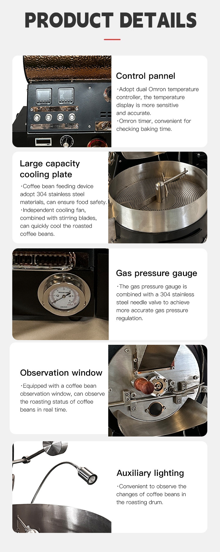 1-6kg/Batch Electric Gas Hot Air Coffee Beans Bakery Equipment Coffee Roasting Machine