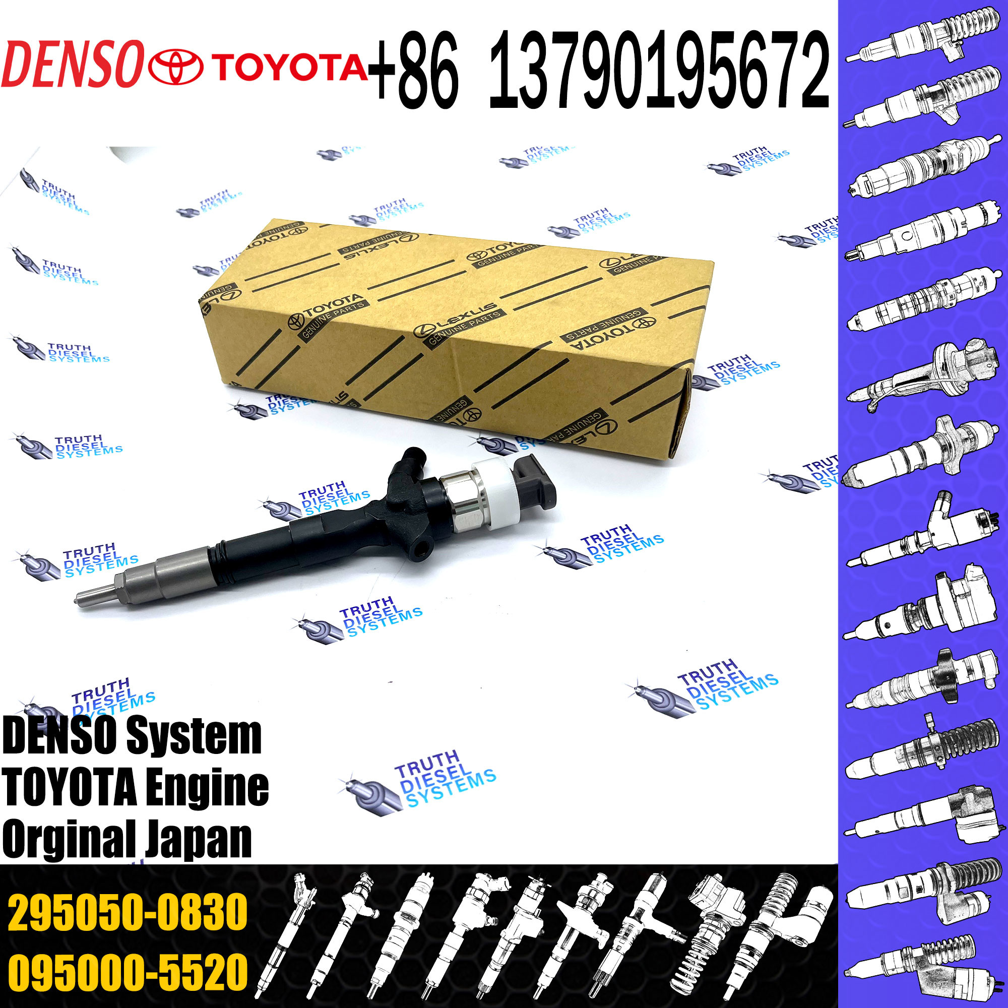 Diesel Fuel Injector 295050-0830 For Toyota Dyna 1KD-FTV 23670-39395 23670-30390