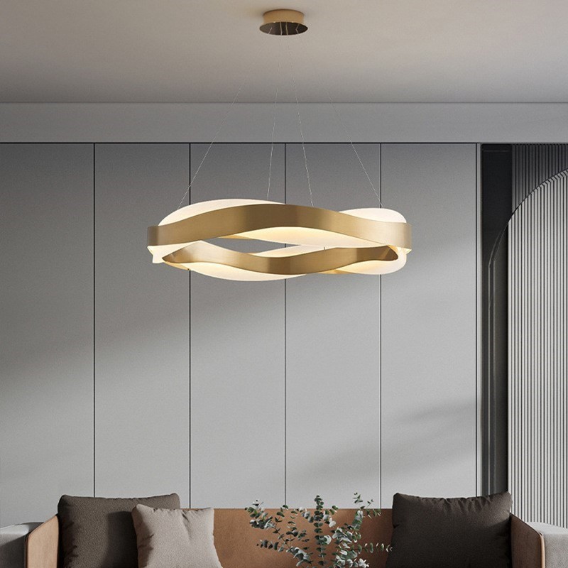 Modern simple living room chandelier light luxury atmosphere bedroom stainless steel LED pendant light