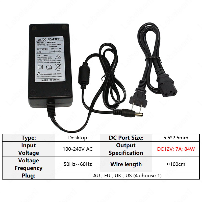 100-240V AC to DC 12V Wall Plug Desktop Type 5.5*2.5m Power Supply 1A 2A 3A 5A 6A 7A 10A