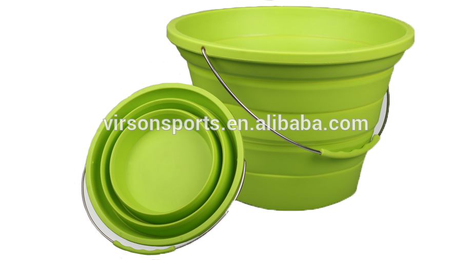 Virson OEM camping foldable bucket silicone water folding bucket collapsible bucket
