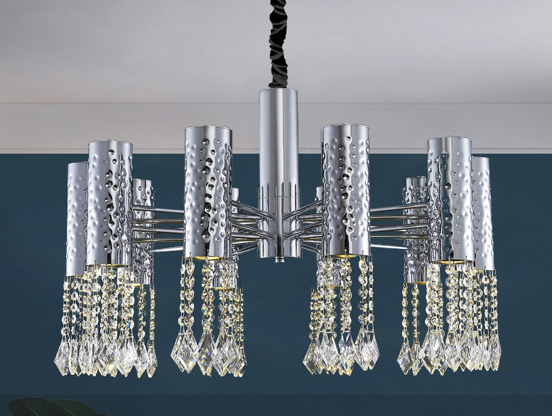 Stainless Steel Chrome Modern Crystal Ceiling Lights Adjustable 110V - 240V