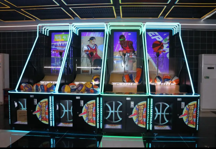 Big LCD Arcade Basketball Shooting Machine With Video Screen 250*110*257cm