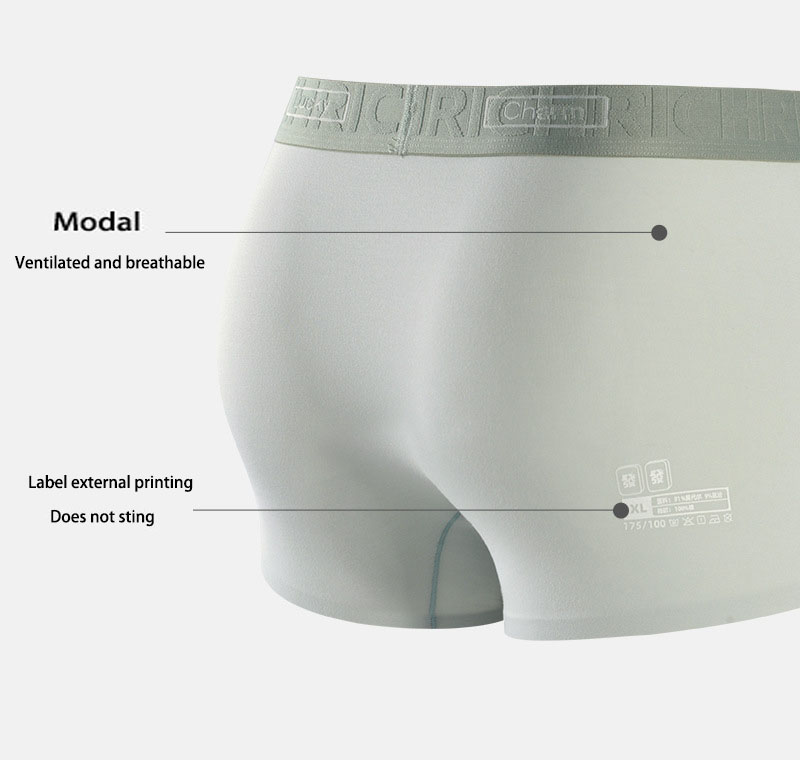 Modal Breathable Mid Waist Boxer Briefs Comfortable U Convex Men'S Underwear