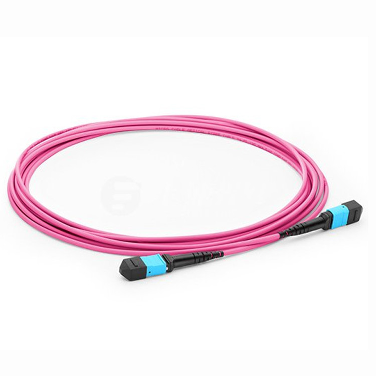 24 Way MPO MTP 40G 100G SFP OM4 Optic Fiber Patch Cord Violet 10M