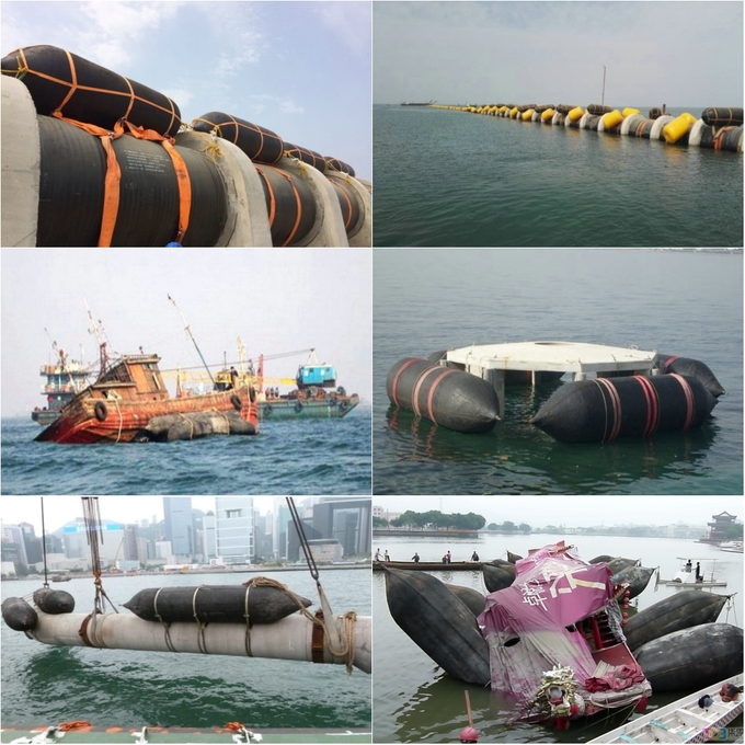 Natural Rubber Marine Salvage Airbags Inflatable Black Color 7