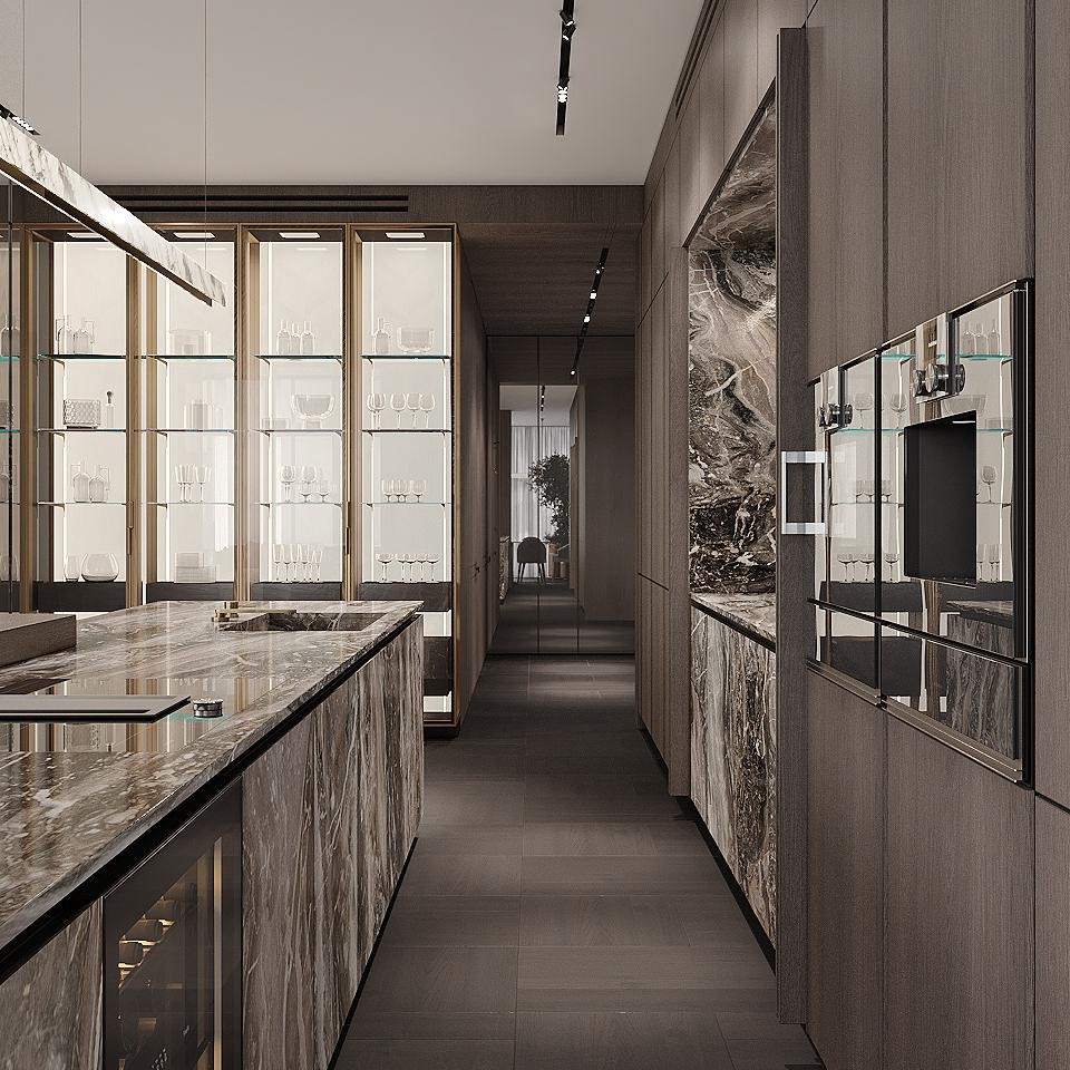 Luxury Customized Kitchen Cabinet Kitchen Furnitures Design Wood Veneer Kitchen Cabinet