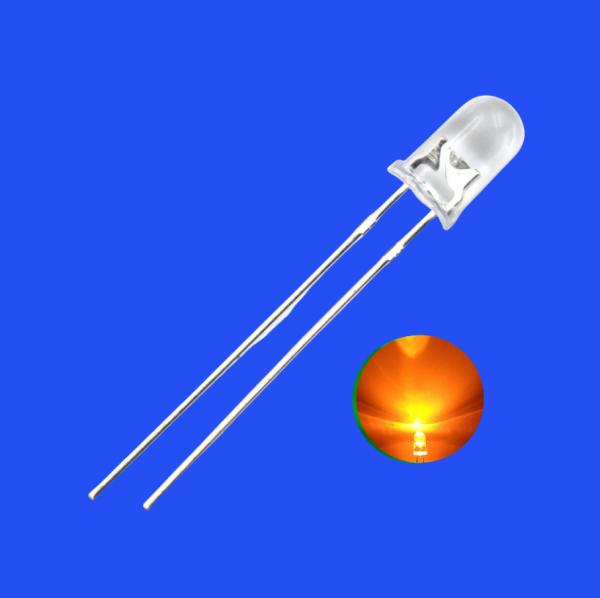 5mm Orange Color 600-615nm 600-1200mcd Round Clear Lens Candle Flickering