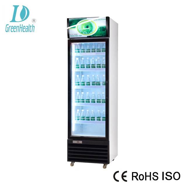 Cold Drink Beverage Display Cooler Fridge / Store Upright Glass Door Display Refrigerator