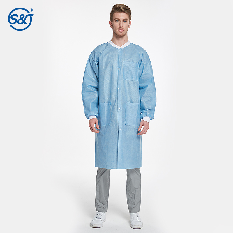 disposable lab coat blue full length SMS 42G