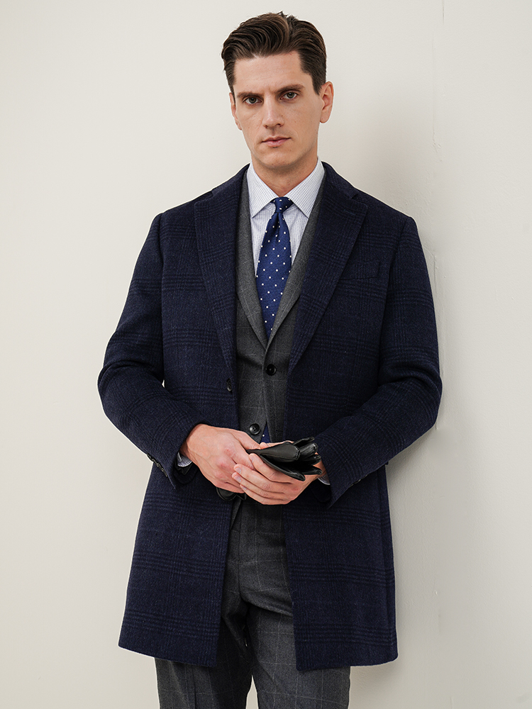 Autumn And Winter Retro Wool Warm Loose Big Yards Men's Long Coat Woven and Warm