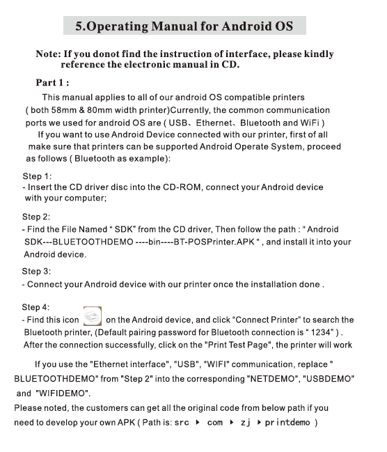 USB Interface ZJ-5810 58mm Thermal Receipt Printer for Android IOS Windows POS Portable