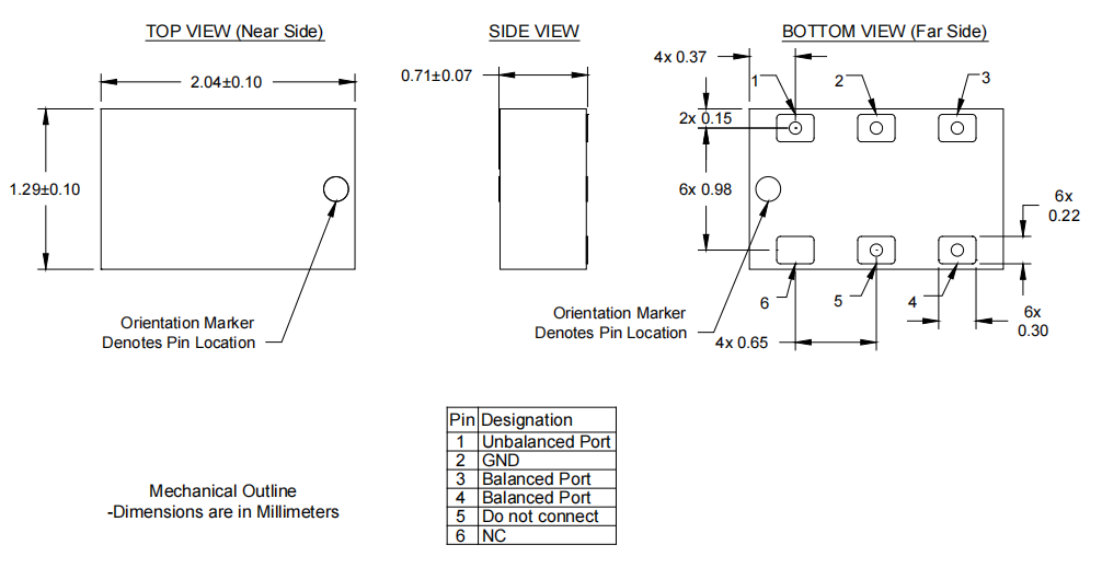 Ultra Low Profile 0805 Balun Balanced Transformer B0322J5050AHF