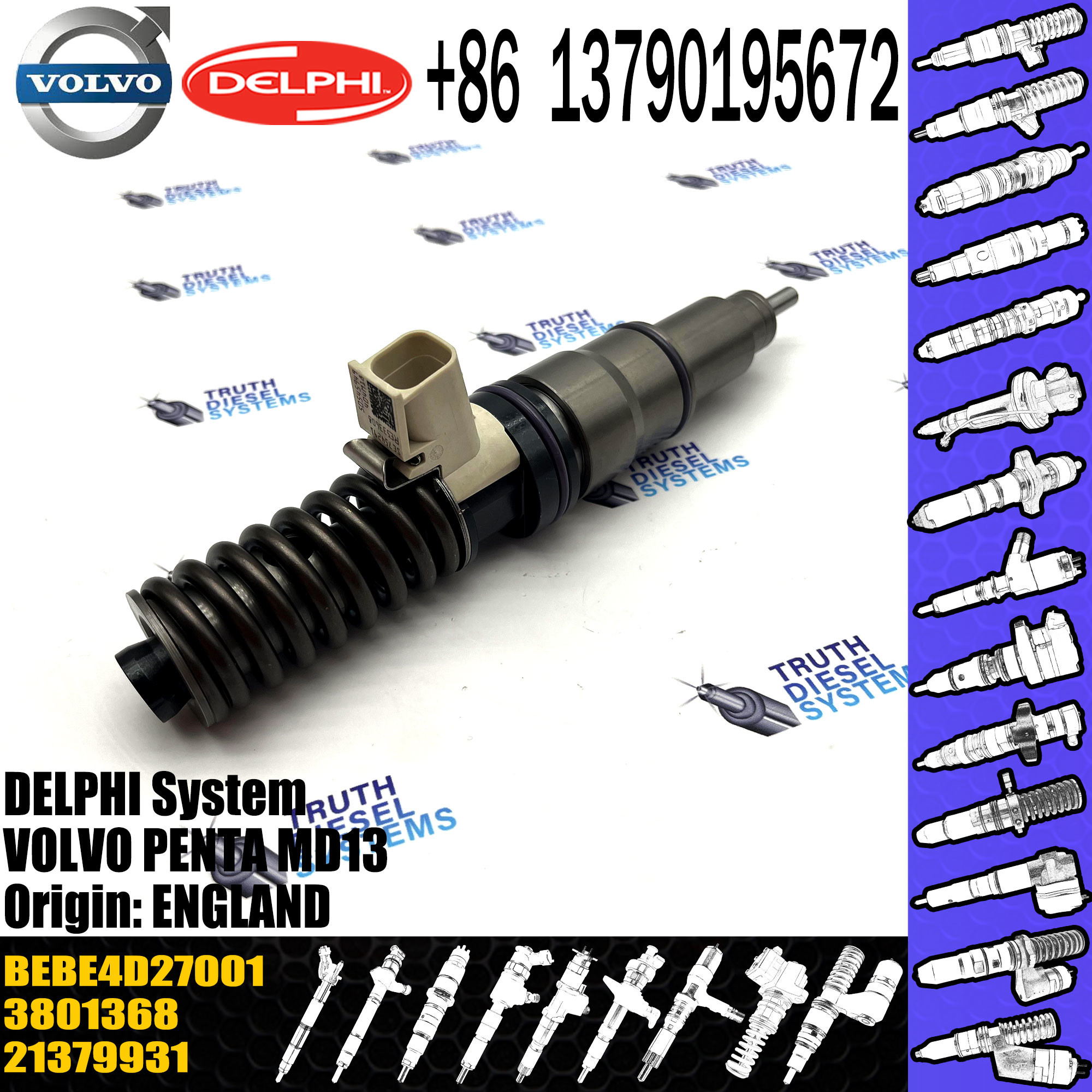 Diesel Fuel Injector 21379931 BEBE4D27001 21379931 For D13 Injector 3801368 BEBE4D27001 MD13