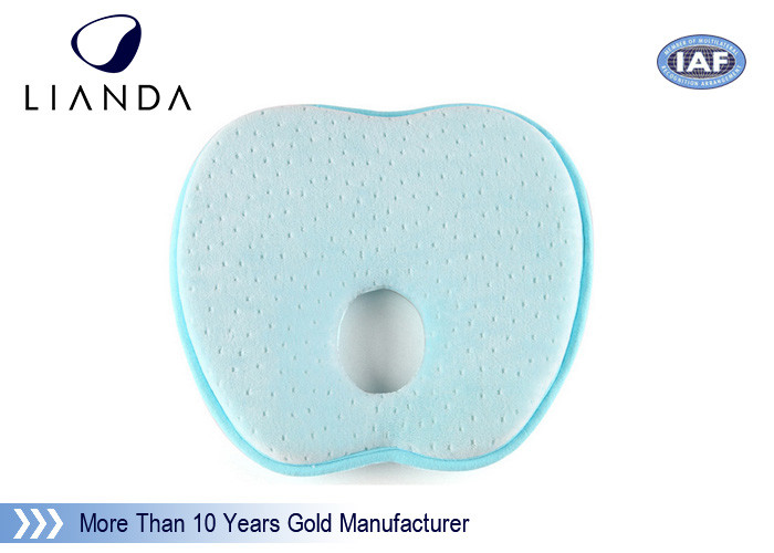 Blue Anti Rollove Baby Memory Foam Pillow Extra Soft Baby Plush Fabric