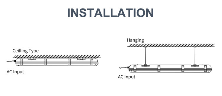 Parking Lots LED Triproof Light 5000K 6000K with 120° Beam Angle