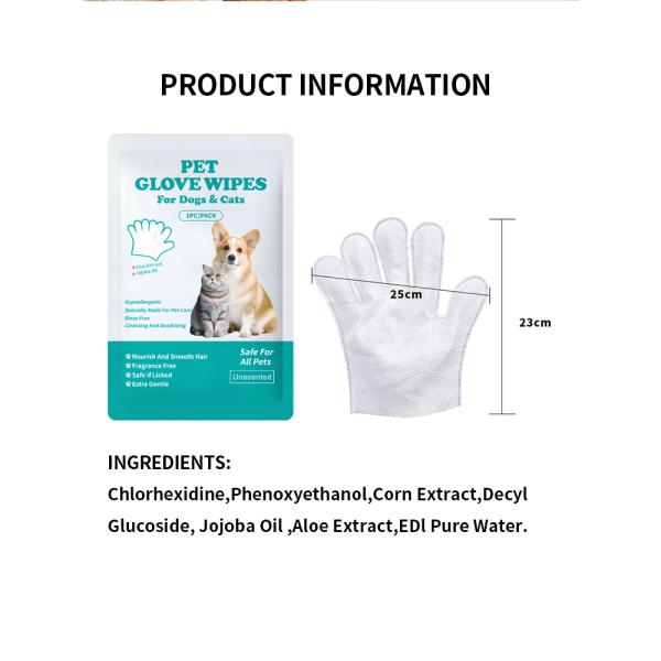Custom Extra Thick Pet Bathing Wipes for Dogs & Cats Pet Gloves Wipes Supplier
