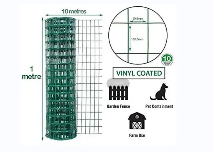 PE PVC Coated Galvanized Welded Wire Mesh 1x1 1x2