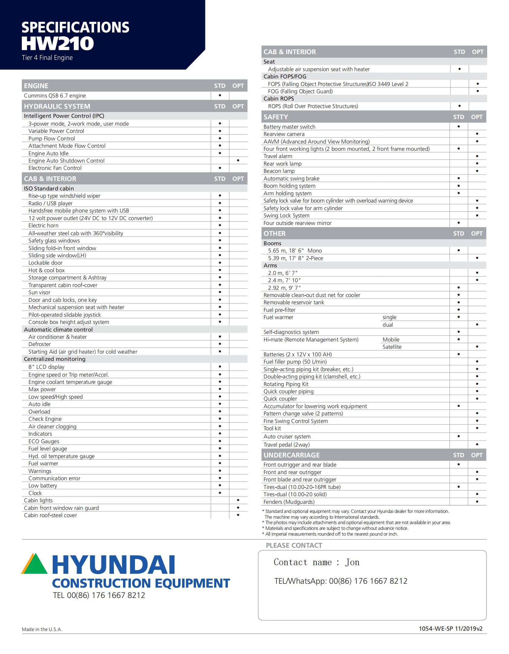 Hyundai Excavator HW210