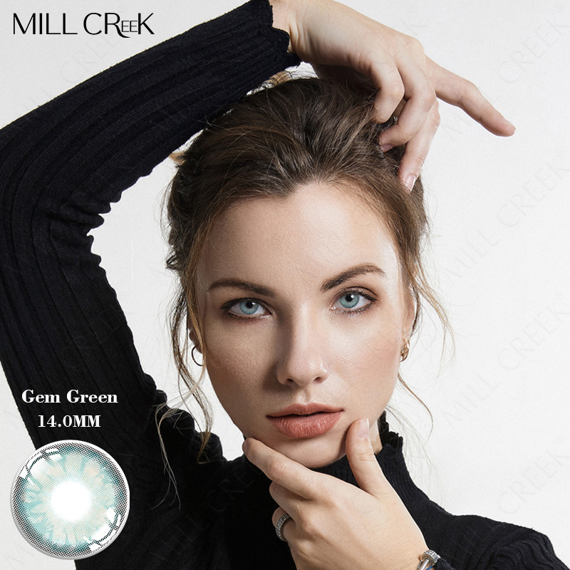 ISO13485 HEMA NVP Olive Gem Green Contact Lens For Big Eyes Oem