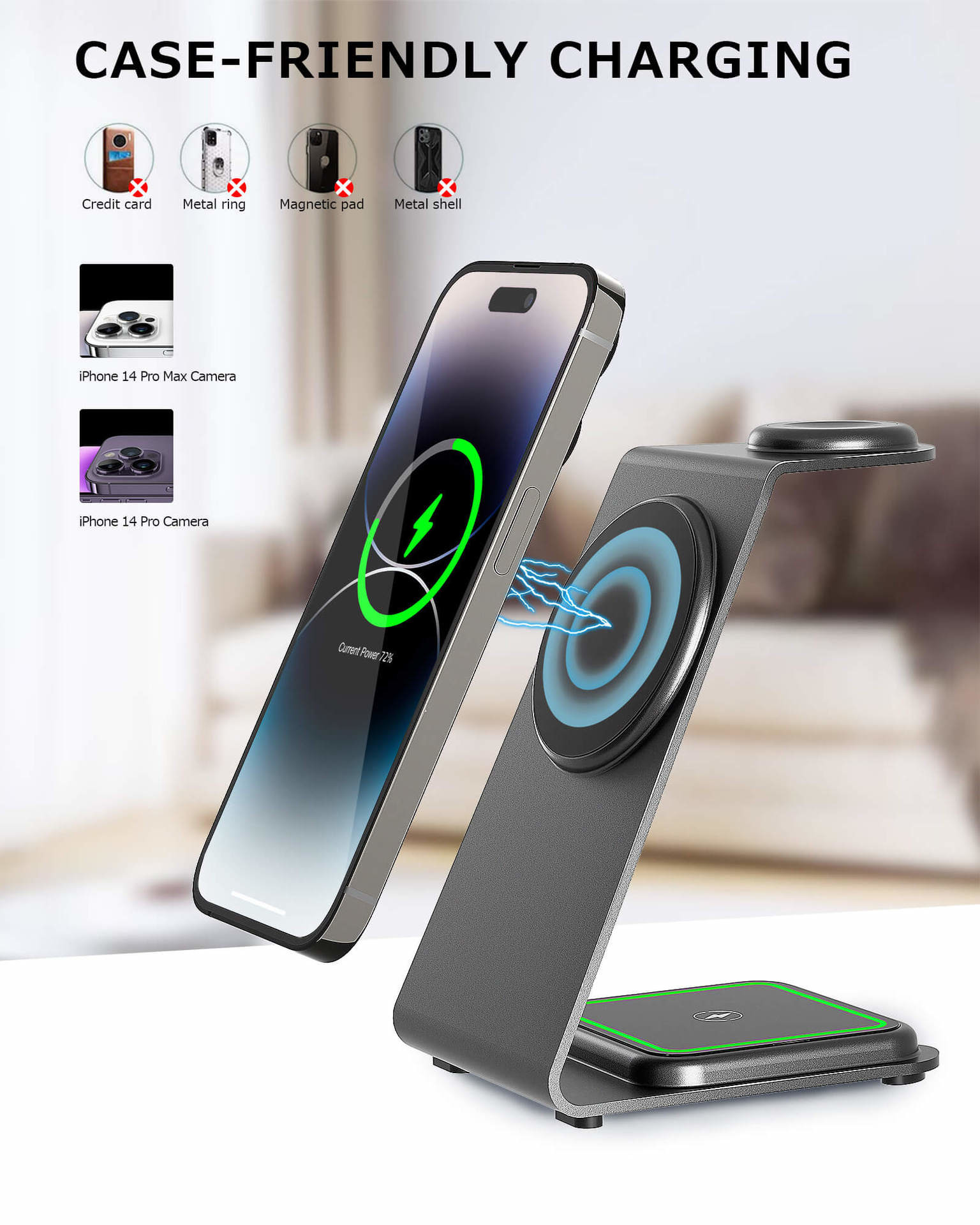 Magnetic Aluminum Alloy Wireless Charging for Smart Devices USB-C Input Custom Logo Support