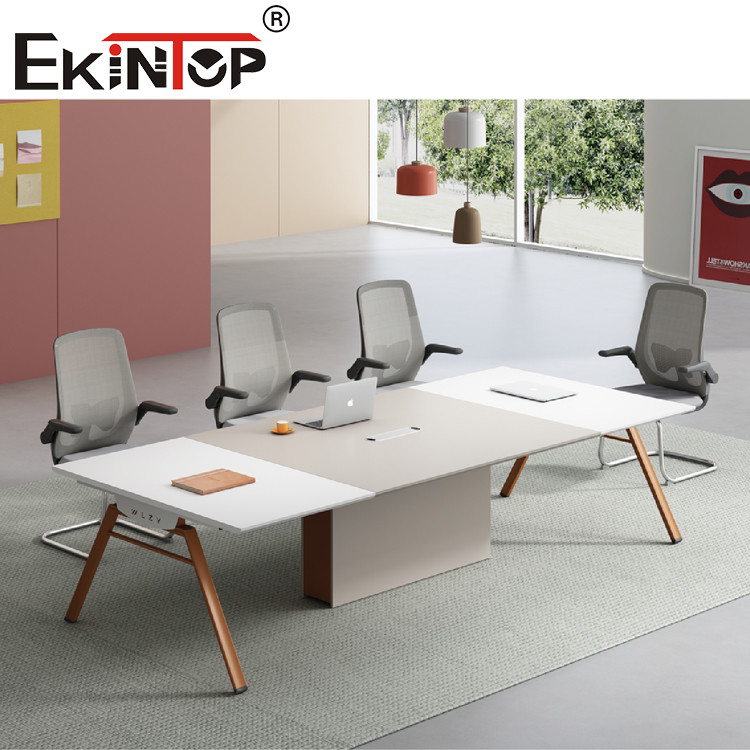 Convertible Rectangular Conference Table With Wood Steel Material 4 Legs