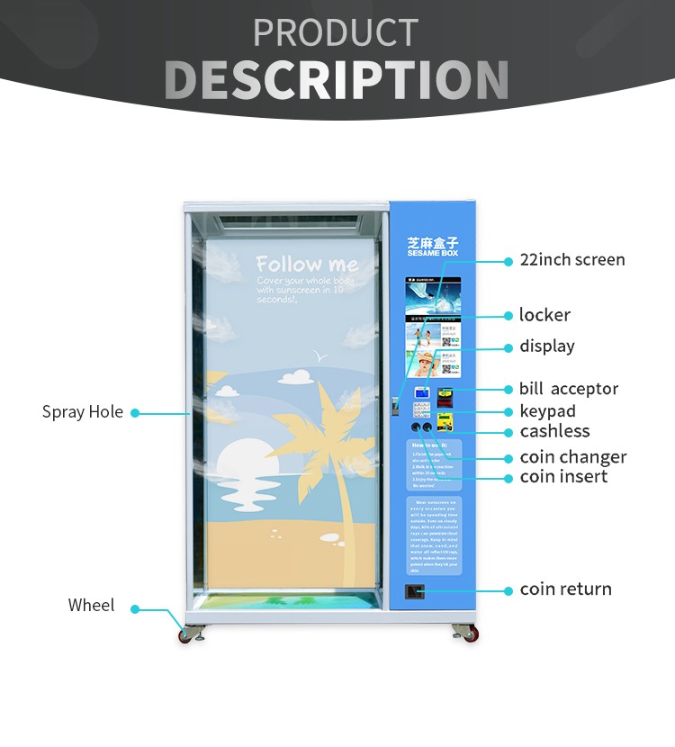 Micron 22 Inch Touch Screen Spray Vending Machine For Sun block oil
