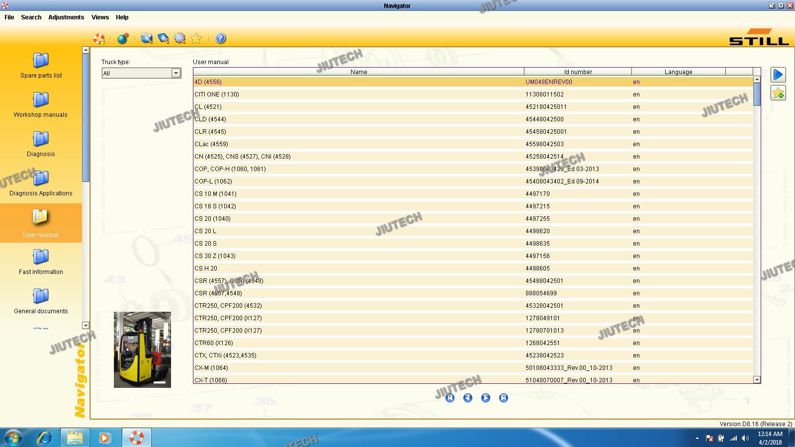 Original for Still Forklift Diagnose Tool Canbox with 8.21 Navigator Software for STILL Forklift Scanner Tools and F110