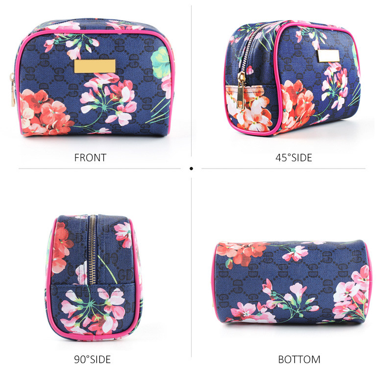 Waterproof Floral Printed Canvas Custom Cosmetic Bag