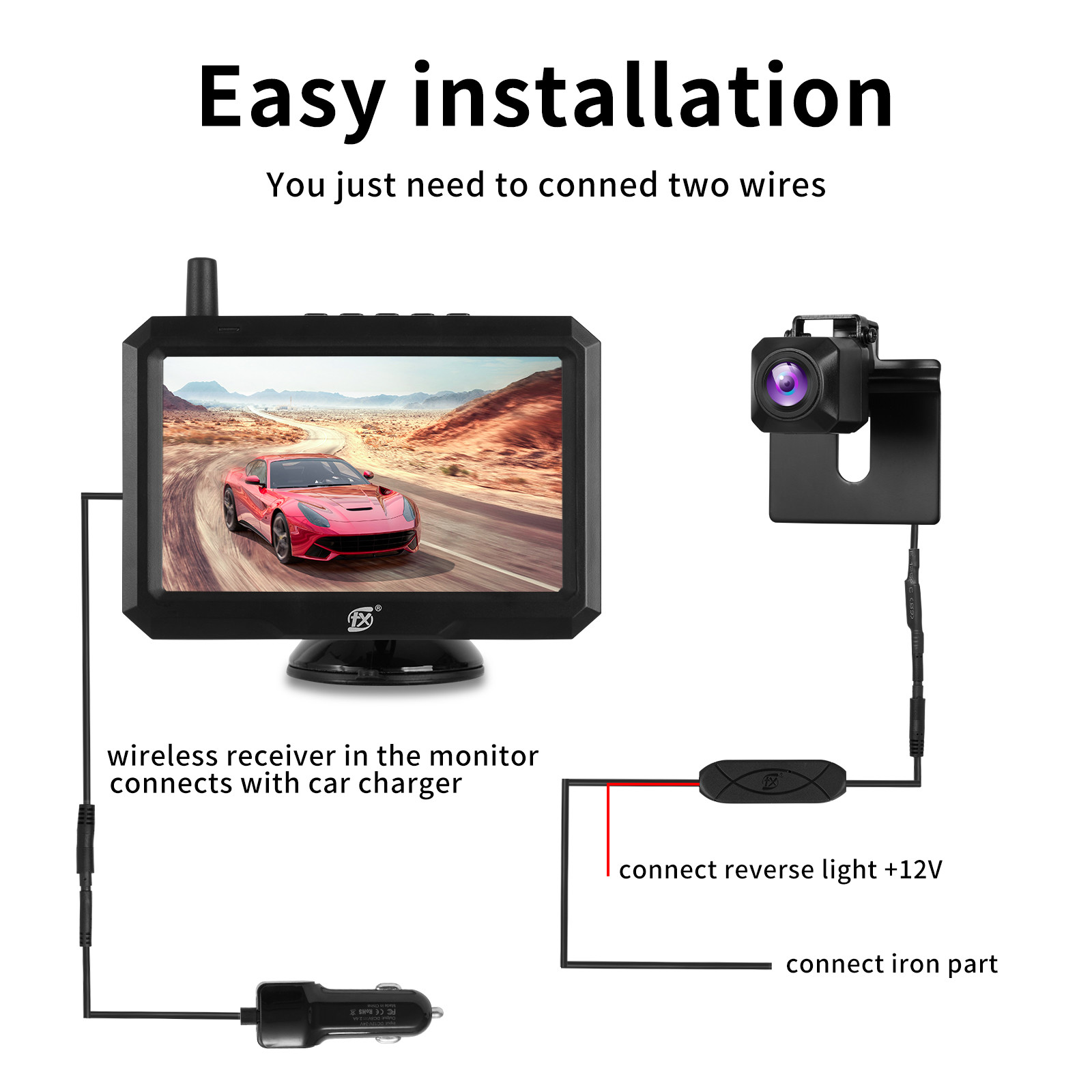 WIFI 720P IP68 Car Rearview Camera System View Angle 110 Degree
