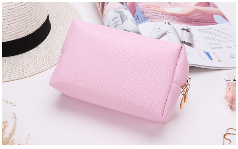 Saffiano PU Leather Travel Cosmetic Pouch For Women