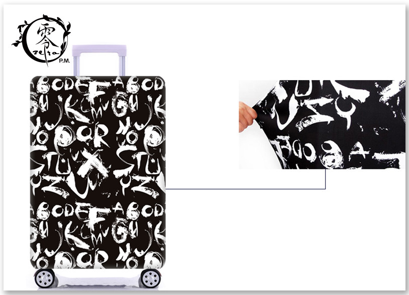 Custom Illustration Logo Luggage Case Cover Sublimation Printed Suitcase Protector Cover