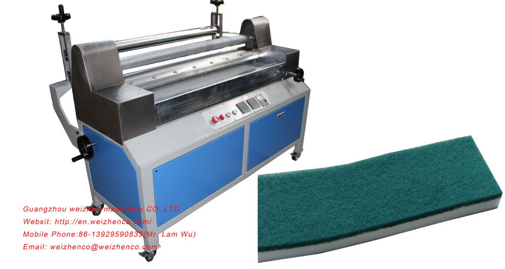AC380/50HZ Vertical Sponge Foam Cutting Machine with Hot Melt Glue Laminating Function