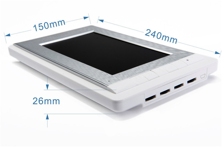 CK-103 @ Popular light and slim style 7inch color screen night vision and intercom system for multi-apartment