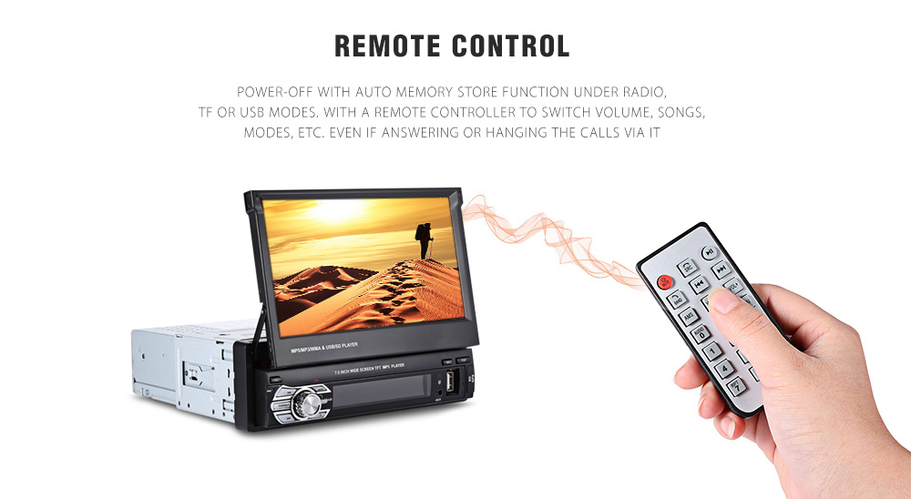 7 Inch Retractable Android Car Radio 1 Din FM AM USB Bluetooth Car Multimedia System With Gps