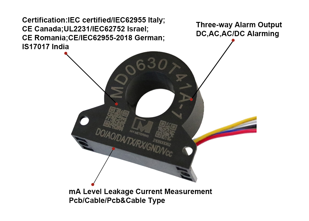 MD0630T01A-1 IEC62752 Cable Mount EV Type B RCM 30mA AC 6mA DC Leakage Current Detector
