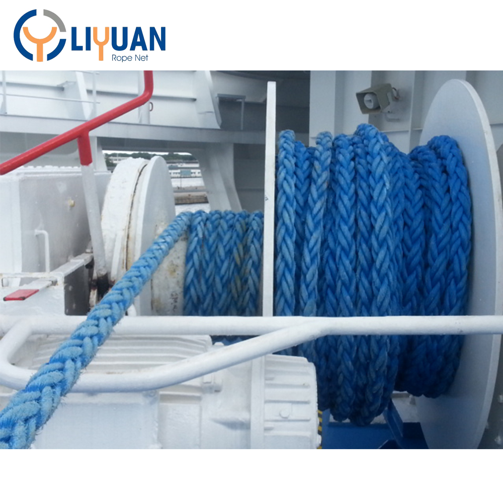 Heavy Duty Nylon 60mm 8 Strand HMWPE Polypropylene Mooring Rope for Marine Equipment