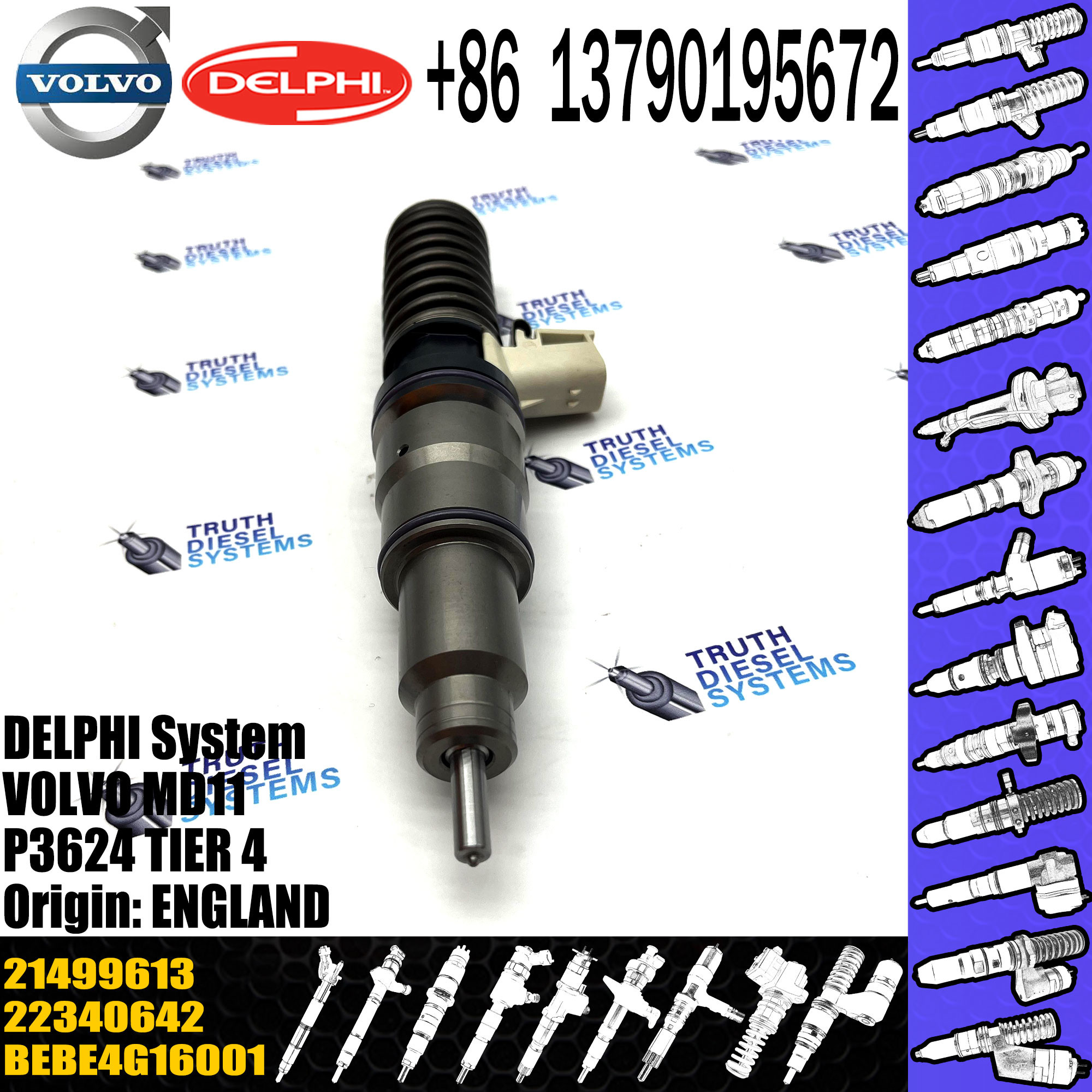New Diesel Fuel Injector 21499613 BEBE4G16001 for VOL 20847327 21499613 21644596 BEBE4G16001 injector diesel