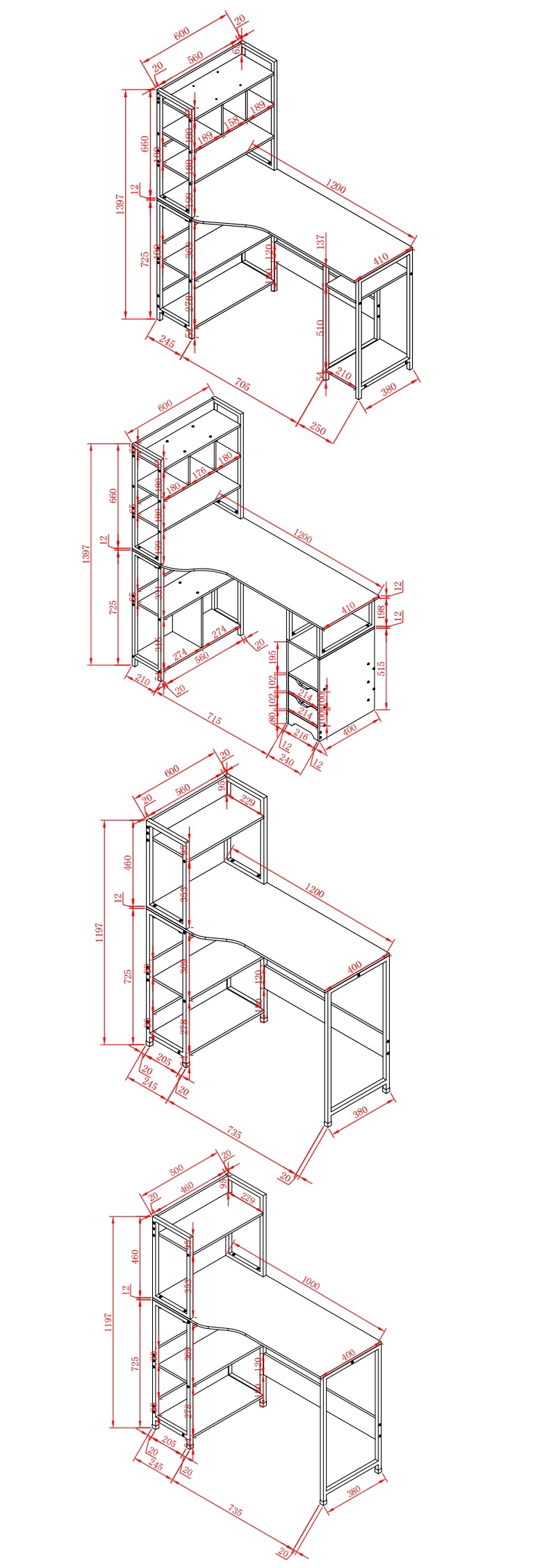 Space-Saving Desktop Computer Desk for Student Writing and Study in Apartments