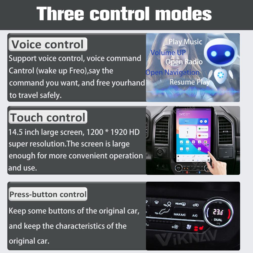 14.4 inch 2K HD Touch Screen Stereo For Ford Expedition 2015-2022 GPS Multimedia Player Android Auto Wireless Carplay
