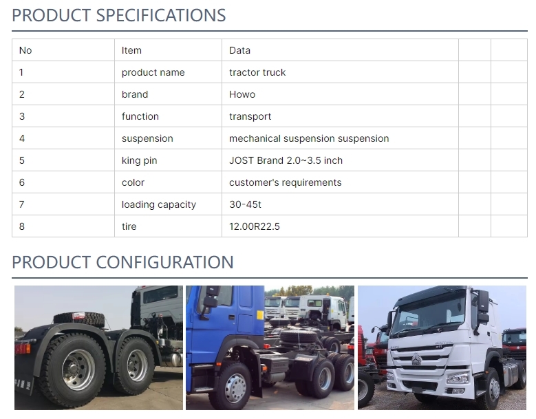 Howo 6*4 Tractor Trucks For Heavy-Duty Commercial Vehicles