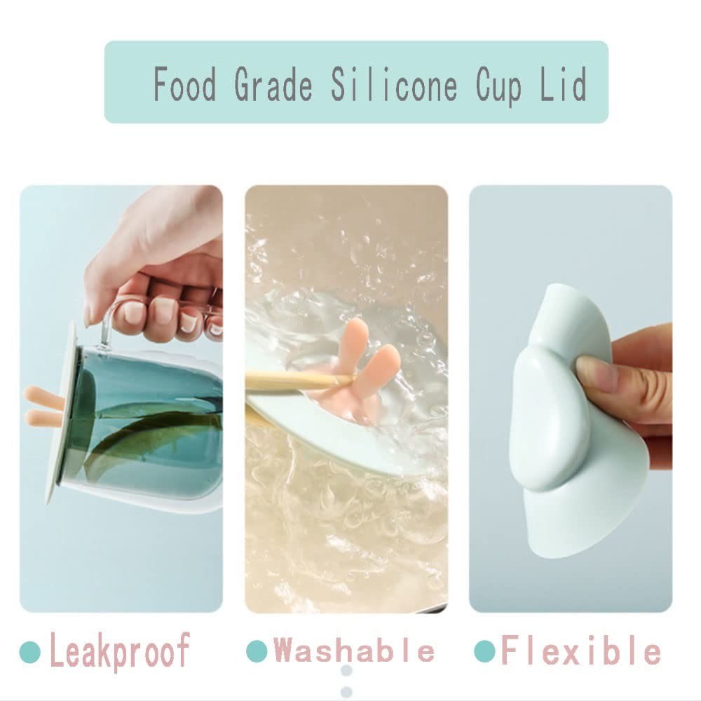 Silicone Cup Lids Food Grade Rabbit Ear Silicone Cup Cover Anti-Dust Airtight Seal Mugs Tea Cups Hot Cup Lid Coffee Cup