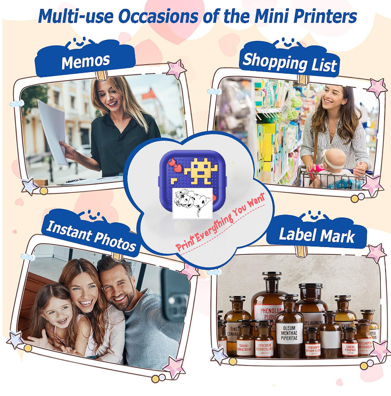 Portable Inkless Thermal Mini Printer Sticker For Receipt Journal Memo